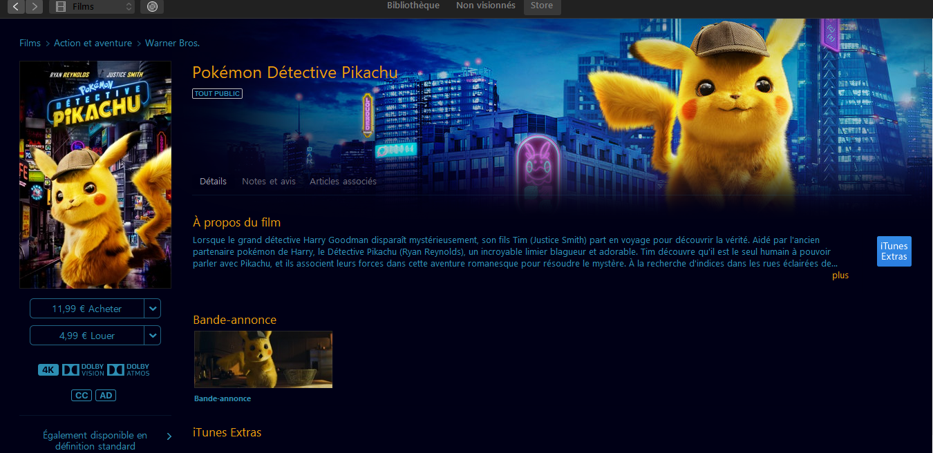 Film Detective Pikachu Itunes